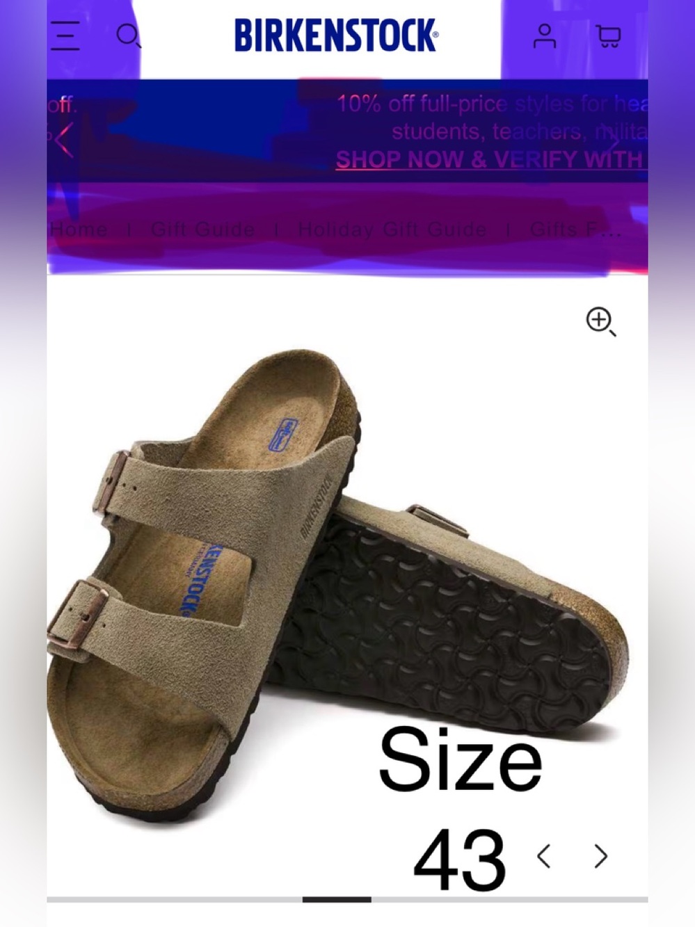 Birkenstock Two-Strap Arizona Sandals in Taupe Suede-new-Authentic
